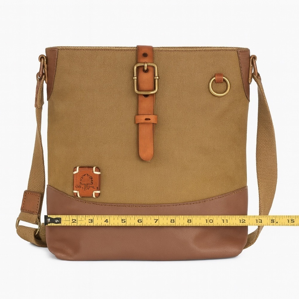 TSD Brand Canvas & Leather Crossbody Bag Olive/Brown, Earth & Style Collection